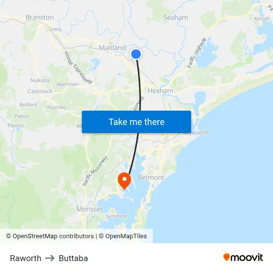 Raworth to Buttaba map