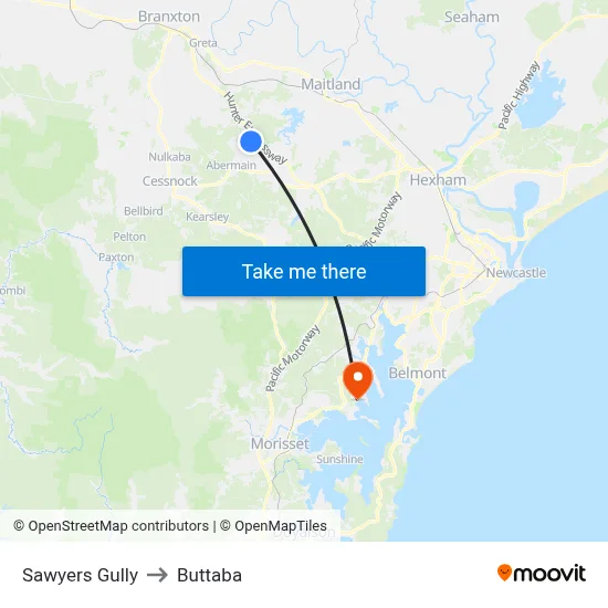 Sawyers Gully to Buttaba map