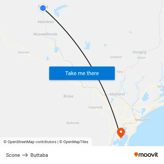 Scone to Buttaba map