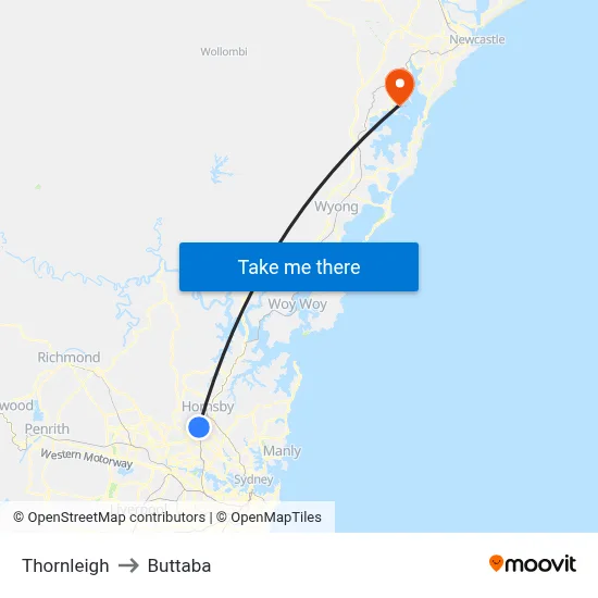 Thornleigh to Buttaba map