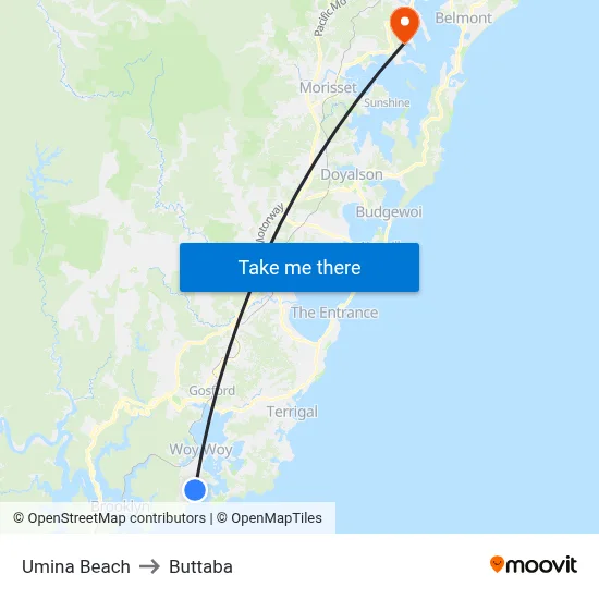 Umina Beach to Buttaba map