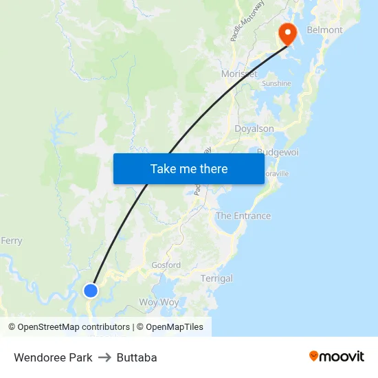 Wendoree Park to Buttaba map