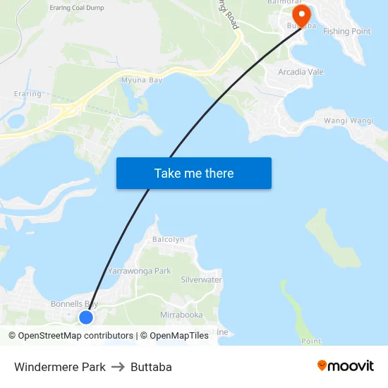 Windermere Park to Buttaba map