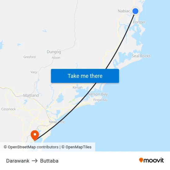 Darawank to Buttaba map