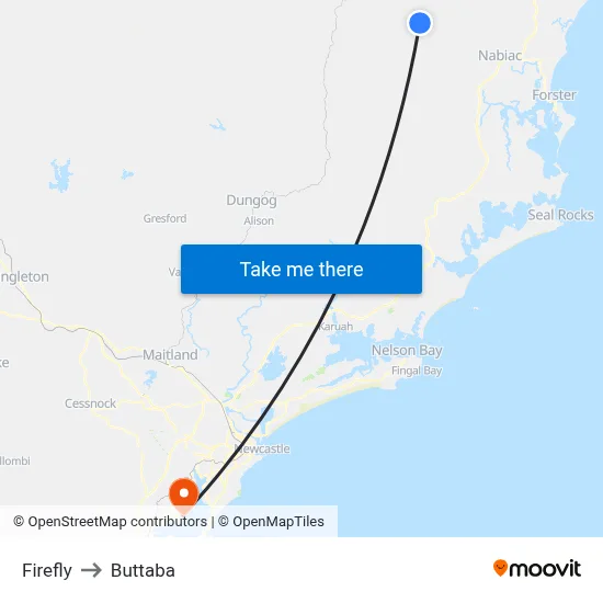 Firefly to Buttaba map