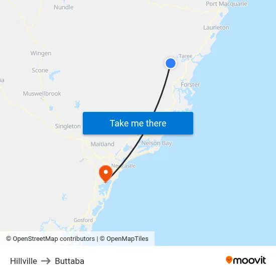 Hillville to Buttaba map