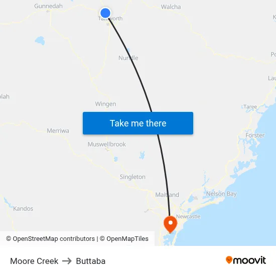 Moore Creek to Buttaba map