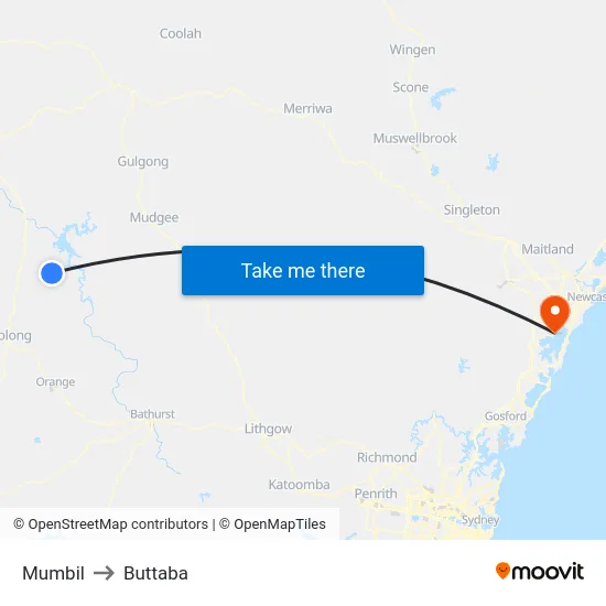 Mumbil to Buttaba map