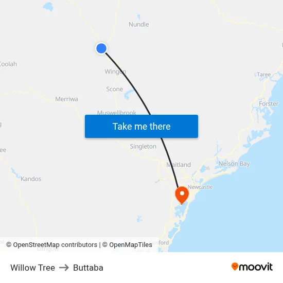 Willow Tree to Buttaba map