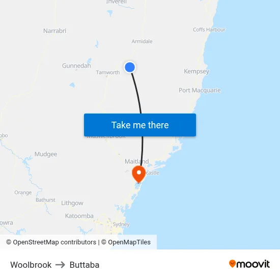 Woolbrook to Buttaba map