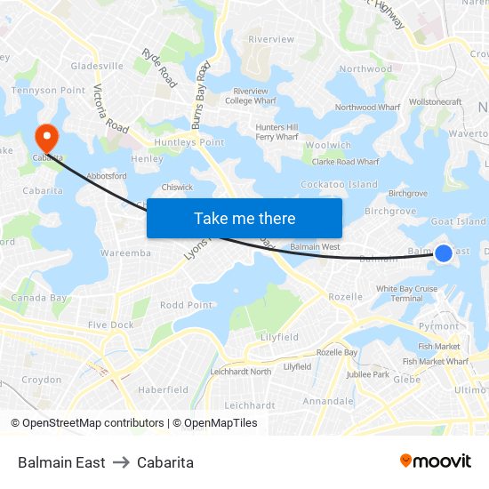 Balmain East to Cabarita map