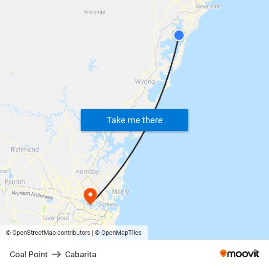 Coal Point to Cabarita map