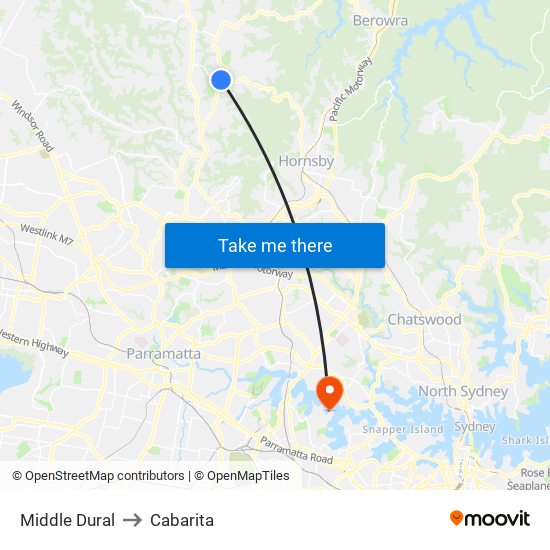 Middle Dural to Cabarita map