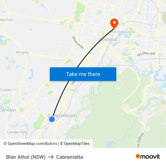 Blair Athol (NSW) to Cabramatta map
