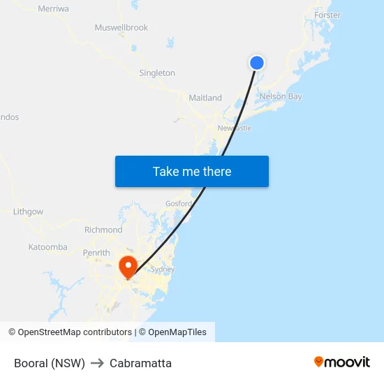 Booral (NSW) to Cabramatta map