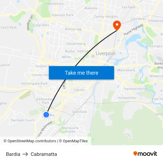 Bardia to Cabramatta map