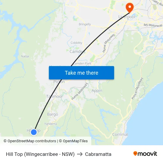 Hill Top (Wingecarribee - NSW) to Cabramatta map