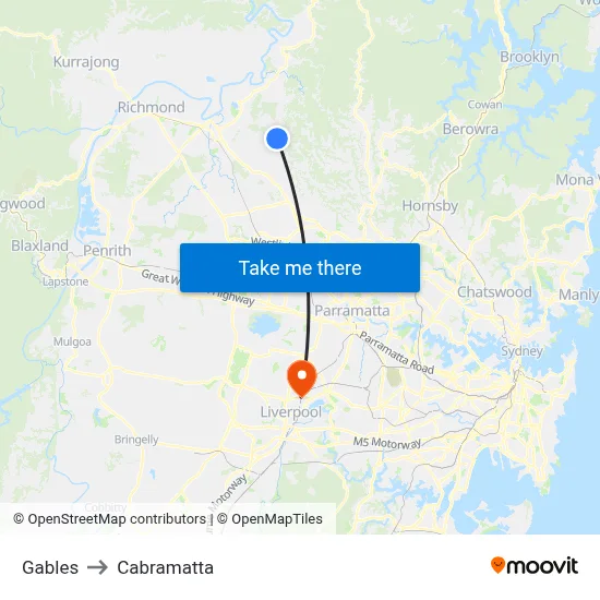 Gables to Cabramatta map