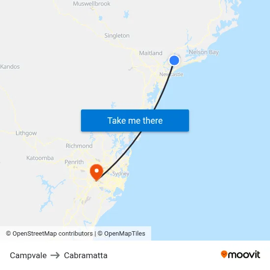 Campvale to Cabramatta map