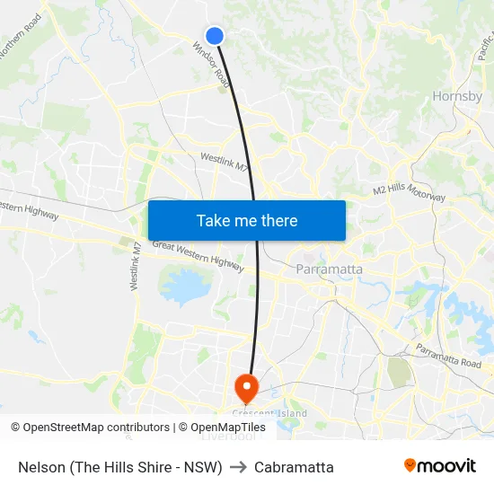 Nelson (The Hills Shire - NSW) to Cabramatta map