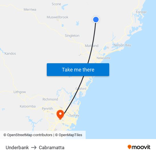 Underbank to Cabramatta map