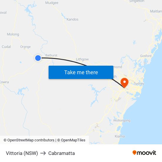 Vittoria (NSW) to Cabramatta map