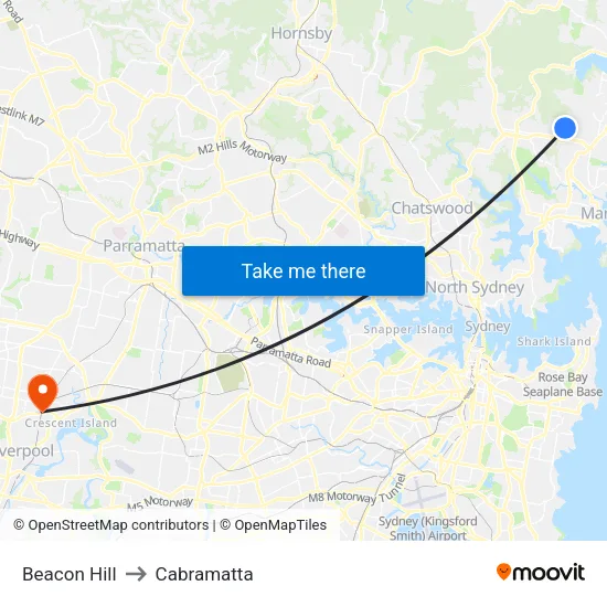 Beacon Hill to Cabramatta map