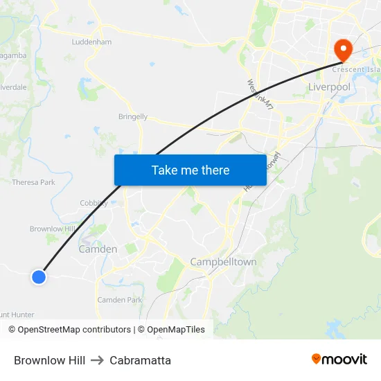 Brownlow Hill to Cabramatta map