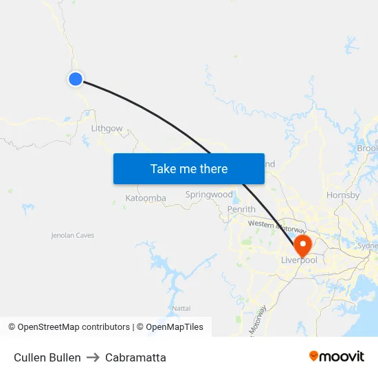 Cullen Bullen to Cabramatta map