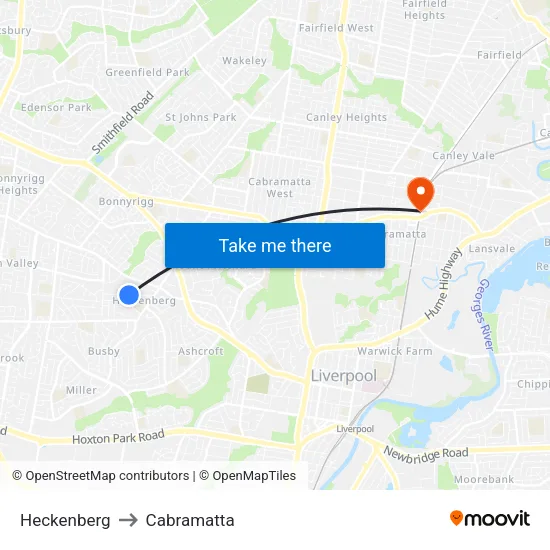 Heckenberg to Cabramatta map