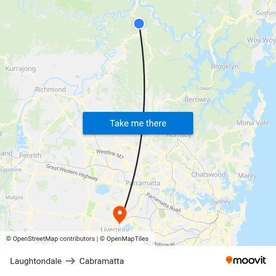 Laughtondale to Cabramatta map