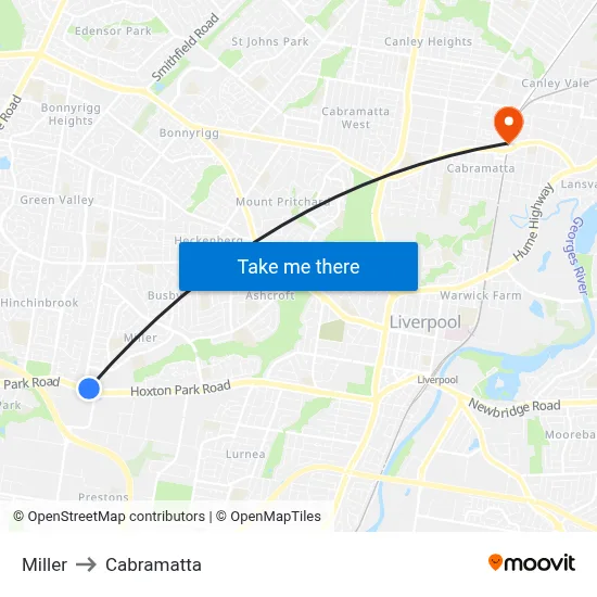 Miller to Cabramatta map