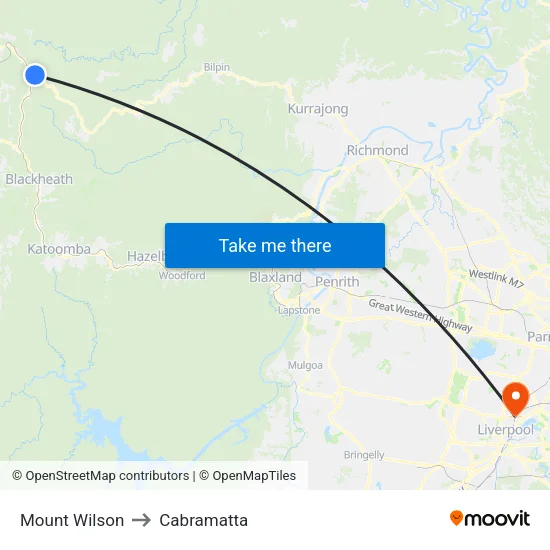 Mount Wilson to Cabramatta map