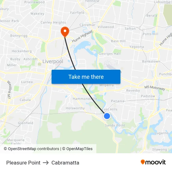 Pleasure Point to Cabramatta map