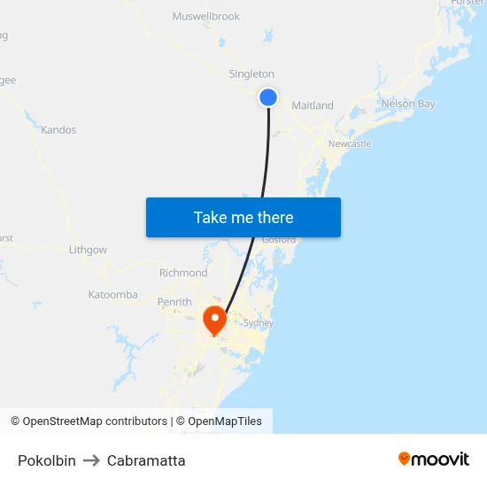 Pokolbin to Cabramatta map