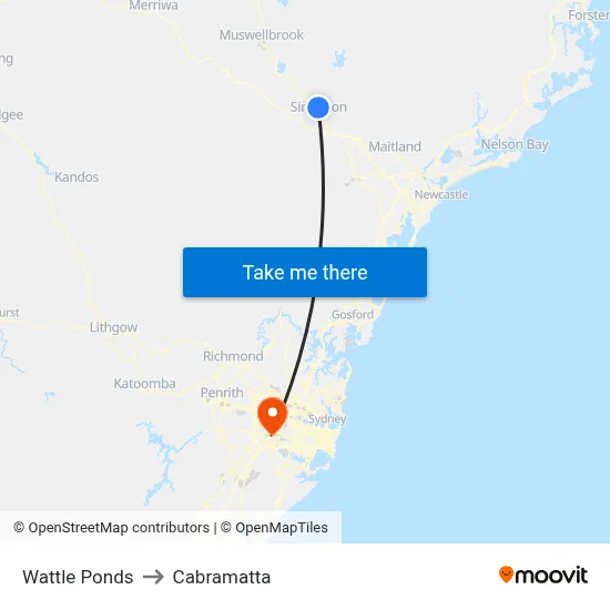 Wattle Ponds to Cabramatta map