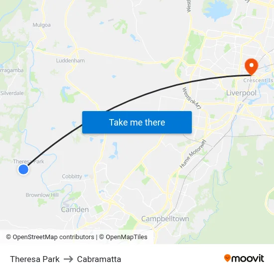 Theresa Park to Cabramatta map
