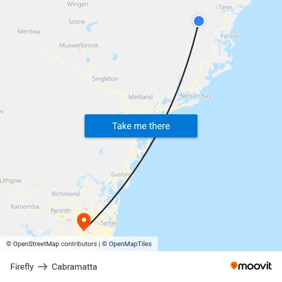 Firefly to Cabramatta map