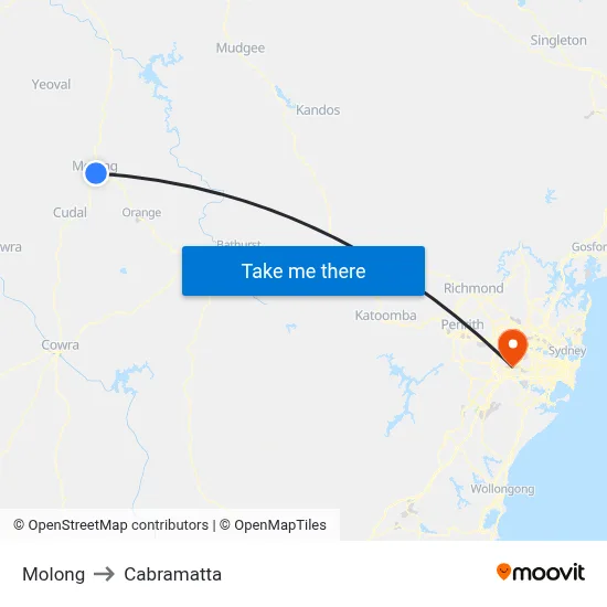 Molong to Cabramatta map