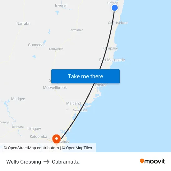 Wells Crossing to Cabramatta map