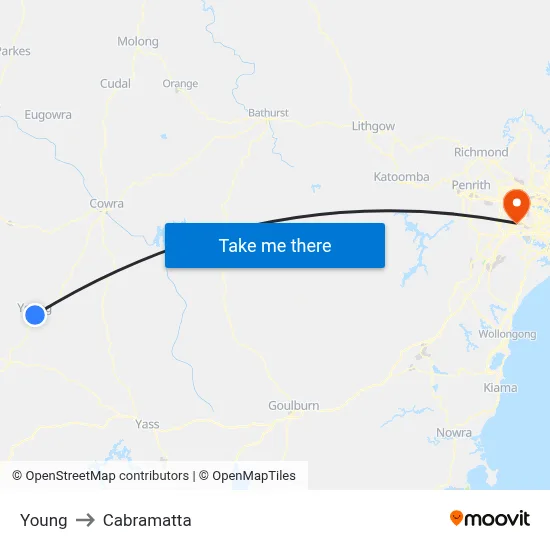 Young to Cabramatta map