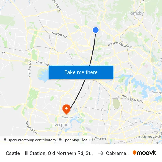Castle Hill Station, Old Northern Rd, Stand A to Cabramatta map