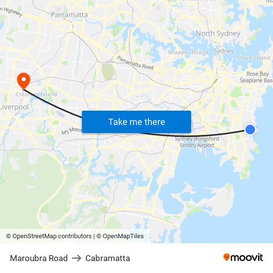 Maroubra Road to Cabramatta map