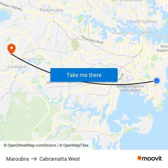 Maroubra to Cabramatta West map