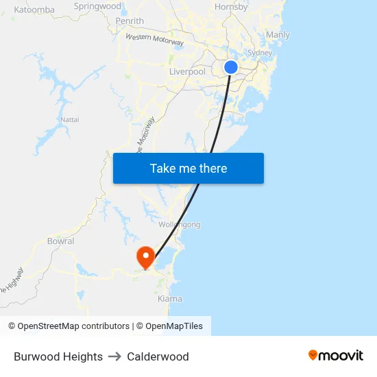 Burwood Heights to Calderwood map
