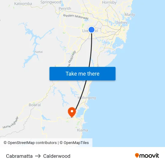 Cabramatta to Calderwood map