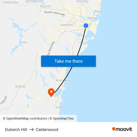 Dulwich Hill to Calderwood map