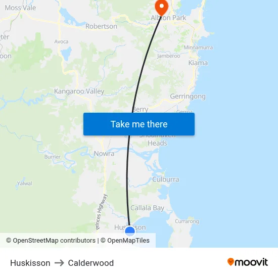 Huskisson to Calderwood map