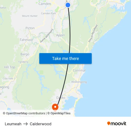 Leumeah to Calderwood map