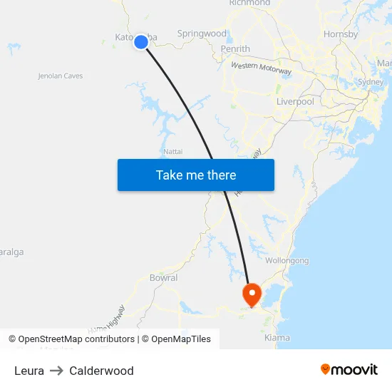Leura to Calderwood map